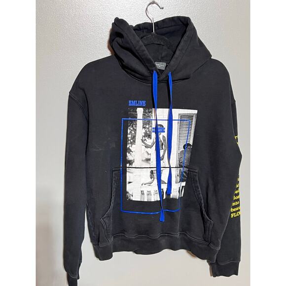 EMline LA Hoodie Black Size Small Imagines on front verbiage on arm and back - Picture 1 of 9